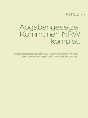 cover image of Abgabengesetze Kommunen NRW komplett